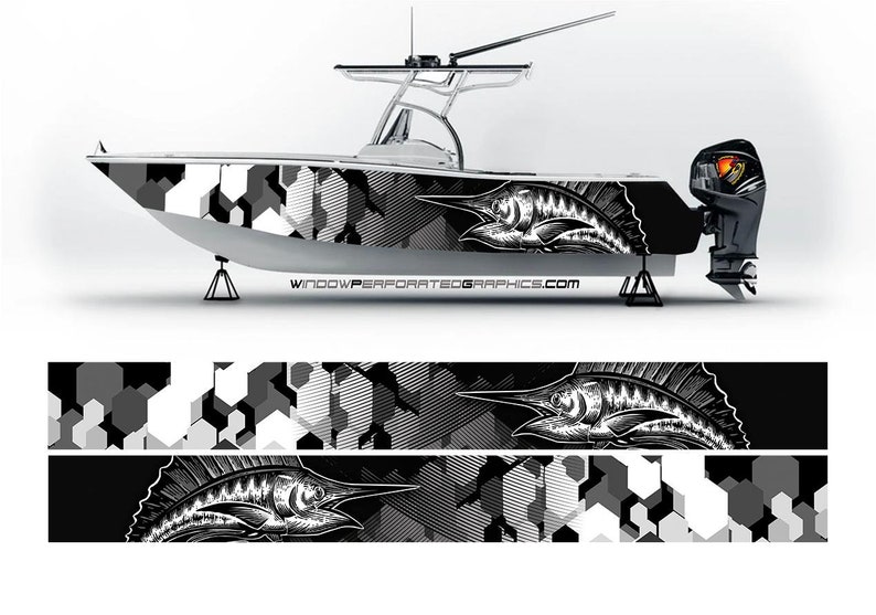 Camo Schwarz-Weiß-Marlin Fisch – Fishing Boat Trailer Bewertung und Preis